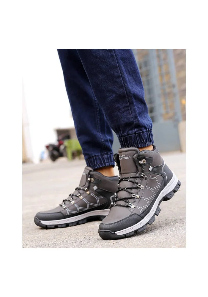 Bacca Bucci Grey Wild Track Waterproof Ankle Boots for Hiking for Men | Best Price UAE
